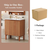 30" Modern Bathroom Vanity with Ceramic Sink, Vintage Minimalist Bathroom Vanity Cabinet, 45 Degrees N817P245325N