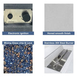 52 Inch Outdoor Concrete Propane gas rectangle Fire Pit table in Dark Gray color W2620P182374