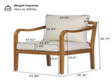 Acacia wood patio furniture club chair,24" deep seat design with soft cushion, suitable for N780P387144T