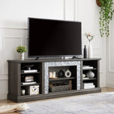 ZUN Large TV Stand TV Desk Rack with Faux Stacked Stone Surround,Media Console Table with Large W1758P187680