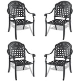 ZUN Cast Aluminum Patio Dining Chair 4PCS With Black Frame and Cushions In Random Colors W1710P166056