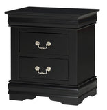 ZUN 1pc Black Finish Two Drawers Louis Philip Nightstand Solid Wood Contemporary & Simple Style B01181970