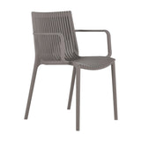 Summer - 4pcs Modern Stackable Plastic Armchair for Indoor/Outdoor Use Ergonomic Slatted Back W3450P323327