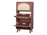 Rattan-covered 3-drawer shoe cabinet, particleboard, 54*24*135 cm, brown 32169845