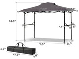 5x8FT Grill Gazebo, Dark Gray Polyester Canopy with Air Vent, Black Powder Coated Folding Awning 95236605