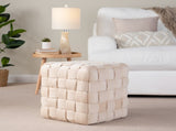 Square 16" Ottoman in Cream Velvet B202P223707