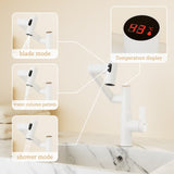Bathroom White Sink Faucet with Spray Function and Temperature Display for Anti-Skid Switch and Hot W1217P214946