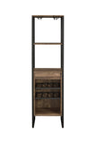 ZUN Weathered Oak and Black Wine Rack with 1 Drawer B062P184584