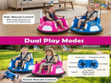 Pink 5-Point Seat Belt Kids Bumper Car with Flashing Lights & Music, Safe 0.7-1.2 MPH Ride-On Toy 06118323