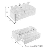 80 inch Black corduroy multifunctional expandable sofa bed with cup holder suitable for living room W1658P269824