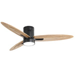 ZUN 56 Inch Modern Design Flush Mount Ceiling Fan with Light and Remote Control, 3 Solid Wood Blades W934P211146