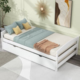 Twin Size Platform Bed with Twin Size Trundle, White WF313279AAK