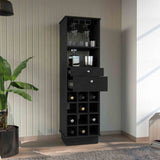 ZUN Classic Bar Cabinet, Two Drawers, Twelve Built-in Wine Rack-Black B20091835