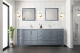 Dark Grey Double Bath Vanity 84 in. W x 22 in. D, Cultured Marble Top, and Faucet Set B2731P259155