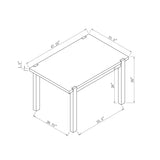 Dining Table Solid Wood Four Leg Posts Two Tone Color Thick Sturdy Hollow Core Construction Table B107P353131