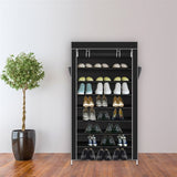 10 Tiers Shoe Rack with Dustproof Cover Closet Shoe Storage Cabinet Organizer Black 93222617