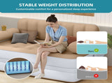 Queen Air Sofa Bed Mattress with Headboard & Pump for Home Camping Guests, Khaki 75562742