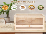 Fir Wood Hamster Cage with Flip Roof, Multi-Ladder Activity Areas for Guinea Pigs Hedgehogs 89026403