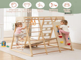 9-in-1 Slide and Climbing Wall for Toddlers 3, Wooden Indoor Play Structure, Heavy Duty 176 lbs W1422P474541