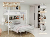Sturdy Metal Twin Over Full Bunk Bed Frame with Practical Ladder & Storage Shelf, Modern W1935P463331