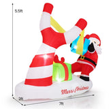 7ft Inflatable Santa Claus Decoration - 5 Built-in LED Lights 210T Polyester Quick Inflation Outdoor 25535270