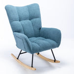 ZUN Rocking Chair Pocket, Soft Teddy Fabric Rocking Chair for Nursery, Comfy Wingback Glider Rocker W1372120796