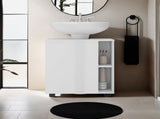 Storage Cabinet 24.4" H, 1 Door, 4 Shelves, 2 Legs, White - Bathroom B097P395910