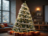 7.5 FT Artificial Snow Tipped Christmas Tree with DIY 350 Warm Lights Remote Control, Hinged Xmas 88889433