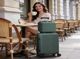 PP Trolley Case 12in 20in 2PCS Suitcase Set Dark Green 84565064