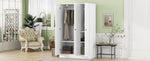 ZUN 3-Door Shutter Wardrobe with shelves, White 12419449