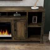 ZUN 84 inch Electric Fireplace TV Stand for TVs up to 95 inches, Minimal Assembly, Barnwood Finish B108P160232