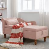 Pink Chaise Lounge Indoor,Velvet Lounge Chair for Bedroom with Storage & Pillow,Modern Upholstered W1170105037