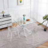 Dining Table with cross metal leg and tempered glass,Modern Space Saving Kitchen Table for Living W234P311858