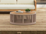 Outdoor Rattan rope & Acacia Wood Coffee Table - Patio Balcony Furniture for Garden, Yard, Balcony N770P298632B