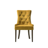 Set of 2 Velvet Upholstered Dining Chairs, Yellow and Espresso B016P315262