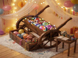 Carbonized Fir Wood 2-Tier Wagon Planter, Drainage Holes Ladder Plant Cart for Balcony Garden 42144106