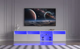 ZUN TV Console with Storage Cabinets, 82.6 Inch Long LED TV Stand with Full RGB Color Selection, 31 W1701P194965