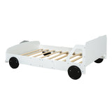 Full Size Car-Shaped Platform Bed with Wheels,White WF311753AAK