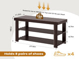 27-In Bamboo Shoe Rack & Bench, 3-Tier 280 lb Capacity Storage Organizer for Entryway, Living Room, 35252088