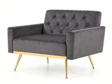 Gray Modern Tufted Velvet Accent Chair, Ergonomic Wide Seat Single Sofa Chair with Padded Armrests, 79130353