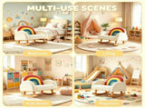 1 PC Wooden Frame Kids Rocking Sofa, Rainbow Gradient Teddy Velvet Rocking Chair 78910292