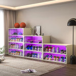 ZUN Off white Glass Door Shoe Box Shoe Storage Cabinet For Sneakers With RGB Led Light （1 Piece box） 06799497