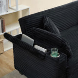 80 inch Black corduroy multifunctional expandable sofa bed with cup holder suitable for living room W1658P269824
