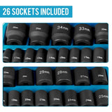 Impact Socket Set 1/2 Inches 26 Piece Impact Sockets, Shallow Socket, 6-Point Sockets, Rugged W3280P326653