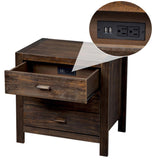 Wood Nightstand End Side Table with 3 Drawer for Living Room, Bedroom 00311955
