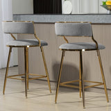 ZUN SET OF 2,26'' Counter height bar stools Corduroy kitchen island counter bar stool with back,golden W2215P195292