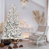 Artificial 8ft Flocked Christmas Tree with 1754 PVC Branch Tips, Pine cone*54pcs, 700L warm white 80378455