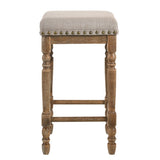 Beige and Weathered Oak Nailhead Trim Counter Height Stools B062P181300