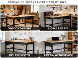 48/60/70 Inch Adjustable Workbench with Power Outlet Heavy Duty 2500 LBS Load Capacity Hardwood Work W5072P469291
