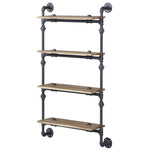 ZUN Oak and Sandy Black Rectangle 4-tier Wall Shelf B062P184602